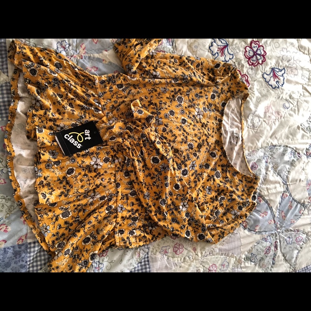 Golden Yellow peasant top girls 14/16.